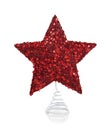A red glittery Christmas star on white Royalty Free Stock Photo