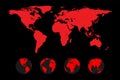 Red global world map globe and silhouette Royalty Free Stock Photo