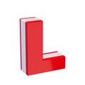 Red glossy alphabet letter L