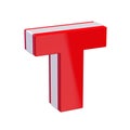 Red glossy alphabet letter T