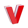 Red glossy alphabet letter V