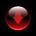 Red glossy arrow down button Royalty Free Stock Photo