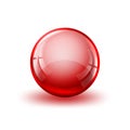 Red glossy ball with shadow. Glass ball isolated Royalty Free Stock Photo