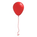 Red glossy balloon with curved ribbon rope isolated on white background Royalty Free Stock Photo