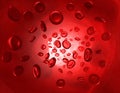 Red glossy blood cells flowing Royalty Free Stock Photo