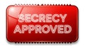 Red glossy button approved for secrecy with neon white text, isolated Royalty Free Stock Photo