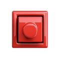 Red Glossy Button Square Frame 3D Render icon push shiny shape image Royalty Free Stock Photo