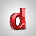 Red glossy chiseled letter D lowercase