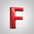 Red glossy chiseled letter F uppercase