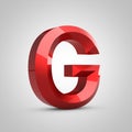 Red glossy chiseled letter G uppercase