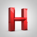 Red glossy chiseled letter H uppercase