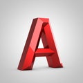 Red glossy chiseled letter A uppercase