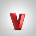 Red glossy chiseled letter V lowercase