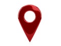 Red glossy 3d map pointer location pin icon isolated on white Royalty Free Stock Photo
