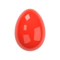 Red Glossy Easter Egg Isolated on White Background. Realistic eggshell. 3d decorative object for easter design. 3D vector