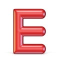 Red glossy font Letter E 3D