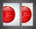 Red glossy half sphere cyber particles realistic brochure booklet cover set template vector