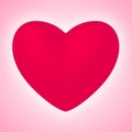 Red glossy heart on pink background