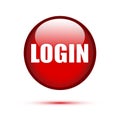 Red glossy login button on white