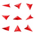 Red glossy navigation arrow realistic vector set. Royalty Free Stock Photo