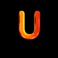 Letter U of plastic orange polished font isolated on black background - 3D illustration of symbols Royalty Free Stock Photo