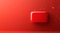 A red glossy rectangular shape sits on a red background Tiny water drops scatter around the shape creating a sense of movement Royalty Free Stock Photo