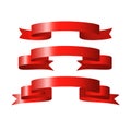 Red glossy ribbon vector banners