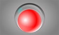 Red glossy sphere, ball or orb. 3D vector object with dropped shadow on silver background. Royalty Free Stock Photo