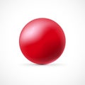 Red glossy sphere on white background