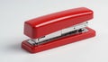 Vibrant Red Glossy Office Stapler: A Modern Professional Fastening Tool Isolated on White Background for Corporate Branding, Schoo Royalty Free Stock Photo