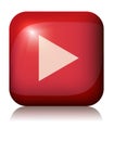 Red glossy vector play button with shaddow