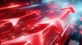 Red glowing arrows moving fast, symbolizing digital progress, business growth, data analysis, technological and speed Royalty Free Stock Photo