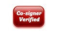 Red glowing button with text co-signer verified for approval and confirmation Royalty Free Stock Photo