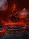 Red glowing christmas tree Royalty Free Stock Photo