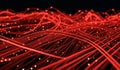 Red glowing data cables transferring information background Royalty Free Stock Photo