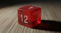 Red Glowing Dice Cube Showing Numbers One Two Three Two Royalty Free Stock Photo