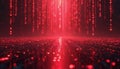Red glowing digital rain with binary code. Abstract tech backdrop with matrix of datum streams, futuristic pattern design, light Royalty Free Stock Photo
