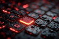 Red glowing enter key is activating on wet keyboard Royalty Free Stock Photo