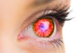Red glowing eye looking ahead Royalty Free Stock Photo