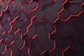 Red glowing hexagon futuristic background. 3d rendering