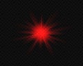 Red glowing light explodes on a transparent background. Sparkling magical dust particles. Royalty Free Stock Photo