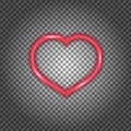 Red glowing neon heart. Isolated on transparent. Vector illustration