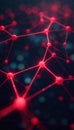 Red glowing nodes forming dynamic network system , red, technology