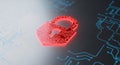 Red Glowing Padlock with Circuit Board Pattern on Digital Background security Royalty Free Stock Photo