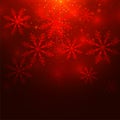 Red glowing snowflakes christmas winters background