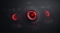 Futuristic Red Digital HUD Interface With Glowing Circular Display On Black Background. Tech Design Resource For Sci-Fi And Cybe Royalty Free Stock Photo