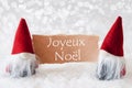 Red Gnomes With Card, Joyeux Noel Means Merry Christmas