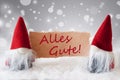 Red Gnomes With Snow, Alles Gute Means Best Wishes Royalty Free Stock Photo