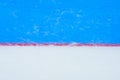 Red goal line on ice rink. Top View Royalty Free Stock Photo