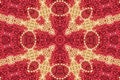 Red and Gold Abstract Beaded Cross Background Kaleidoscope Royalty Free Stock Photo